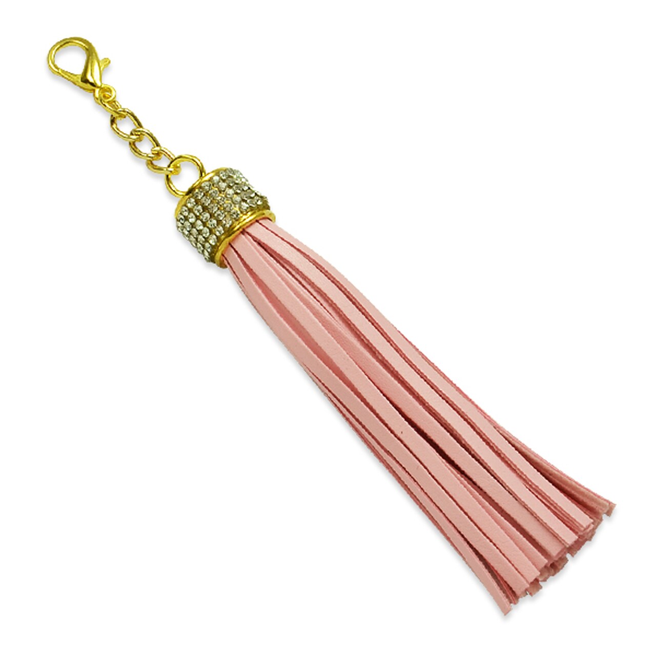 4 PCS Joyce Rhinestone Leather Like Tassel Charm w/ Lobster Clasp